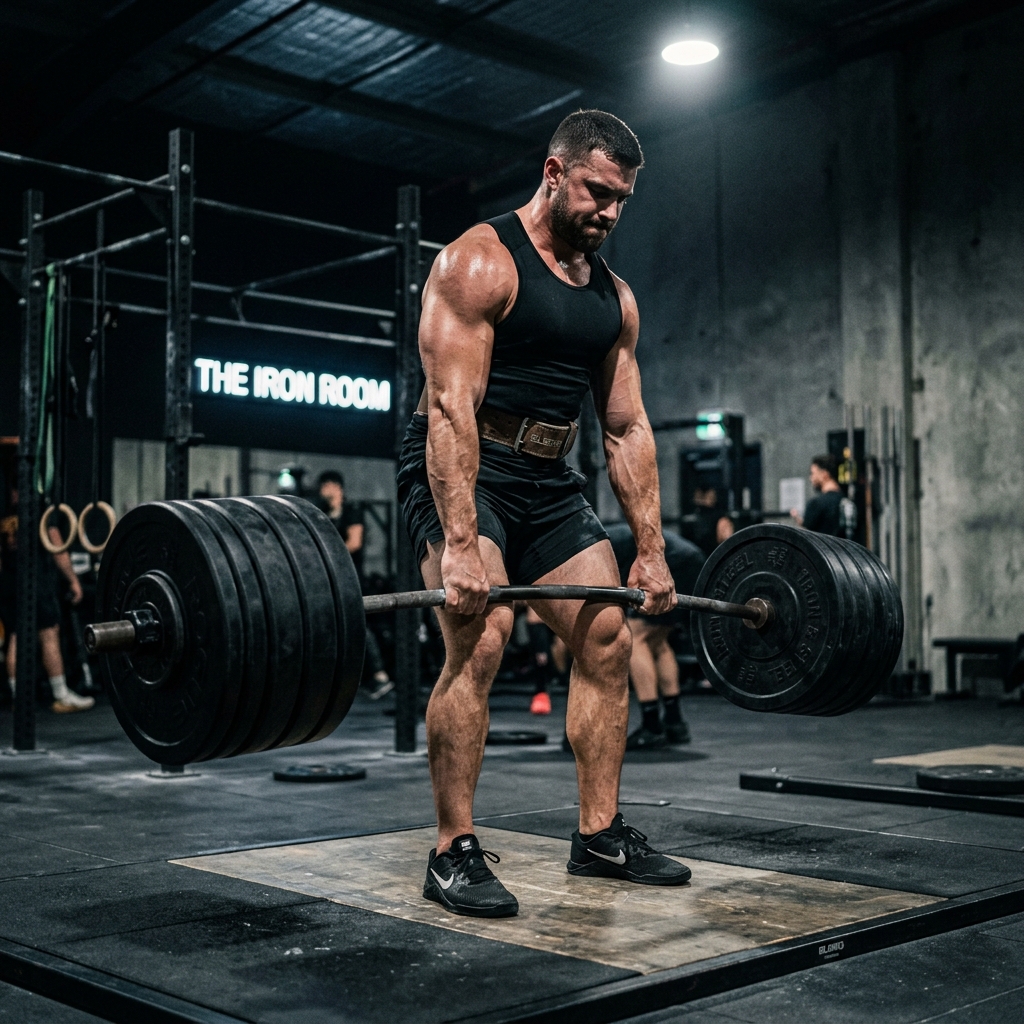 Athlete lifting heavy barbell