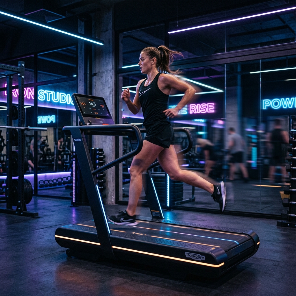 Athlete running on treadmill